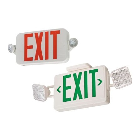 Lithonia Lighting Lithonia Lighting LED Exit Sign Combo Unit W/ Remote Capacity & Square Lamp Heads, White ECRG-HO-SQ-M6